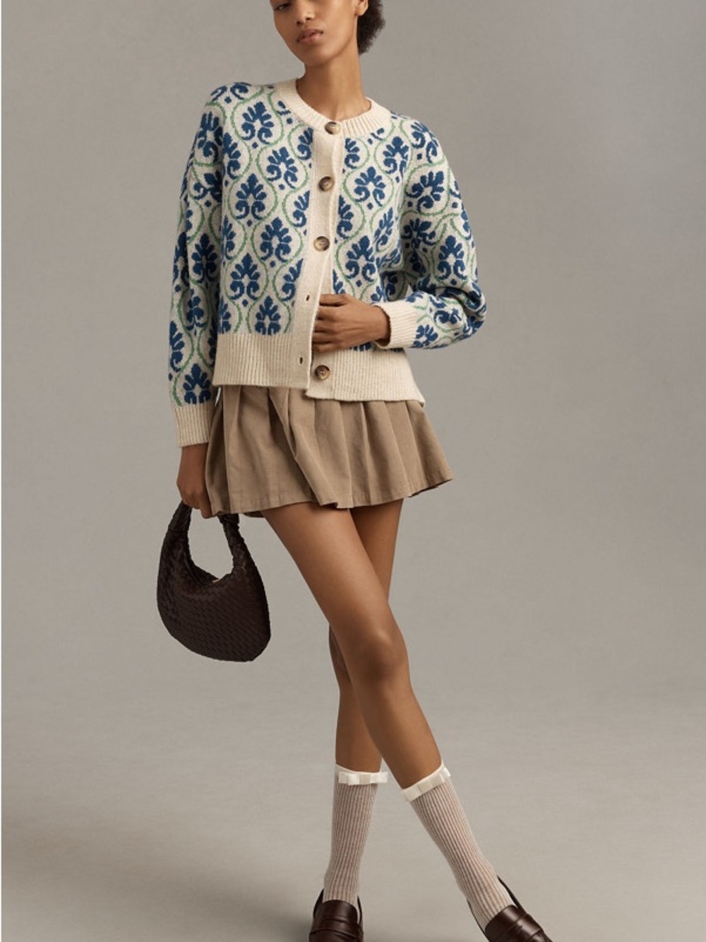 Maeve Cream Cardigan with Blue & Green Floral Motif - Picture 3 of 3